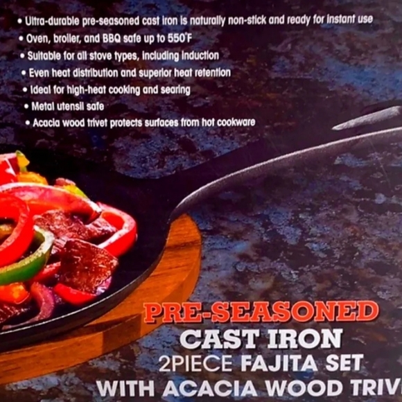 Smith Clark Ironworks Cast Iron Fajita Set 9.5" - Picture 4 of 4